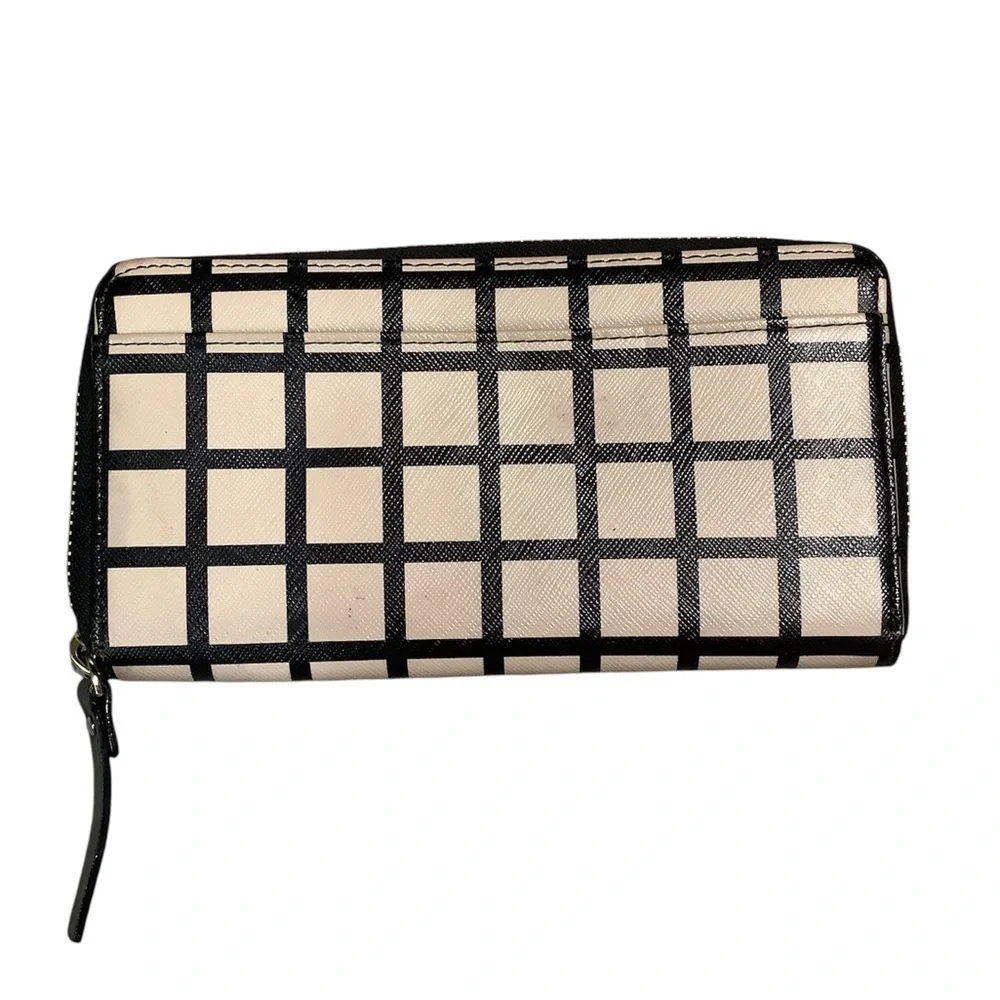 Kate Spade Black and Cream Grid Wallet